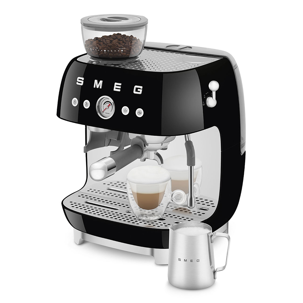 SMEG ESPRESSO MACHINE 50'STYLE WITH INTEGRATED GRINDER BLACK EGF03BLEU
