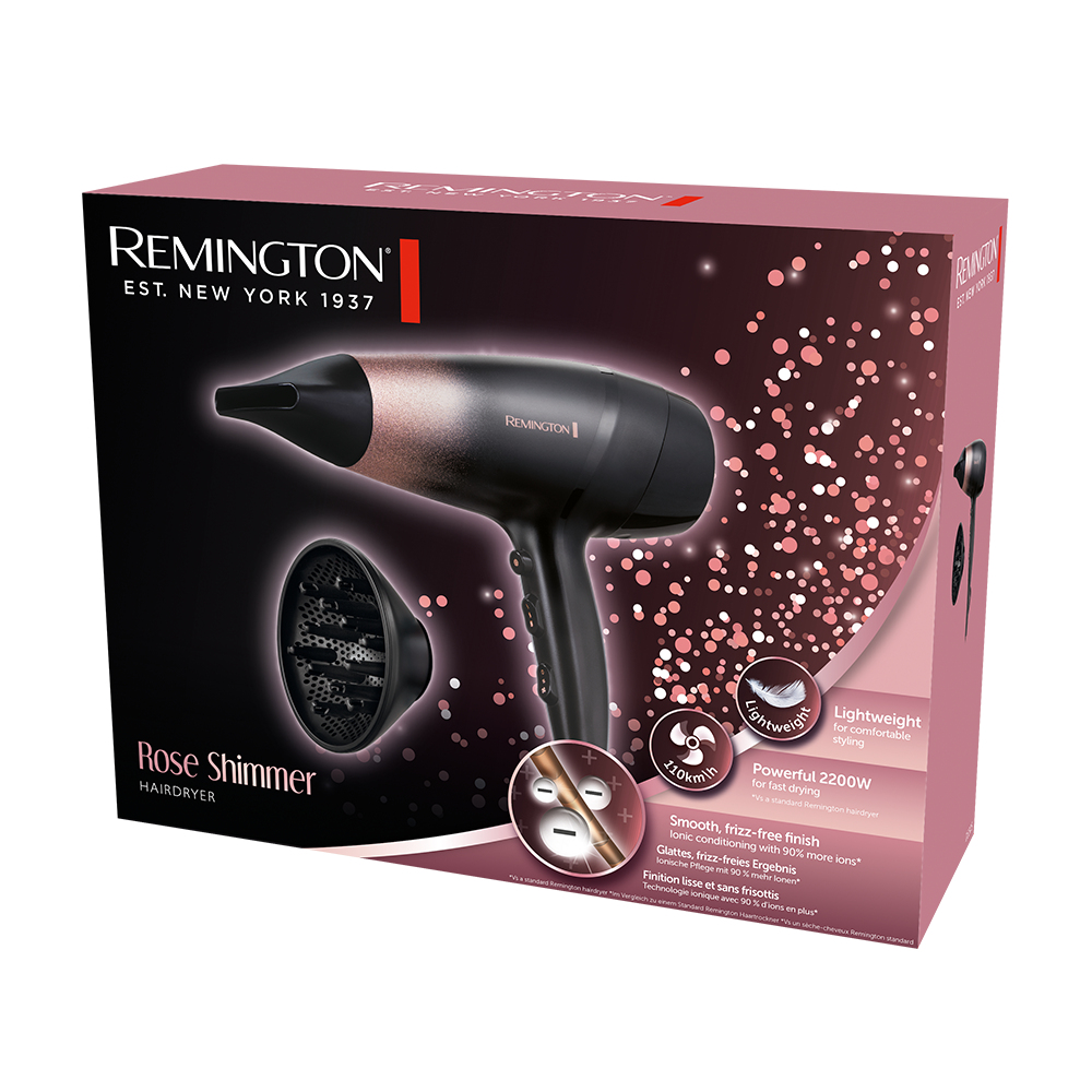 REMINGTON HAIRDRYER D5305 ROSE SHIMMER IONIC 2200W