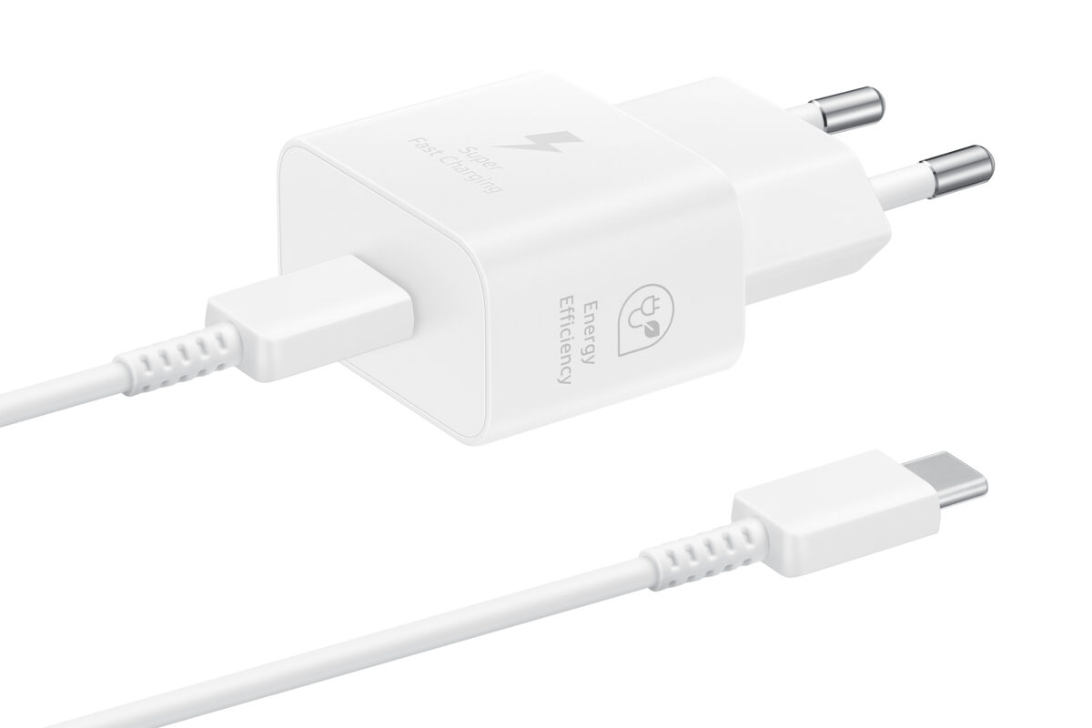 SAMSUNG QUICK CHARGER USB C 25W WITH DATA CABLE WHITE T2510XWE