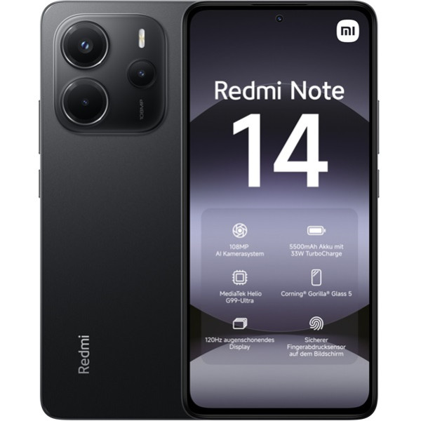 XIAOMI REDMI NOTE 14 8+256GB DS 4G MIDNIGHT BLACK OEM MZB0INYEU