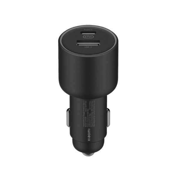 XIAOMI CHARGER 67W CAR USB-A + TYPE C BLACK BHR6814GL