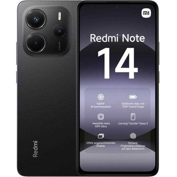 XIAOMI REDMI NOTE 14 8+256GB DS 4G MIDNIGHT BLACK OEM MZB0INYEU